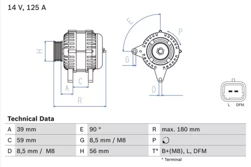 Alternator BOSCH 0 986 084 060)