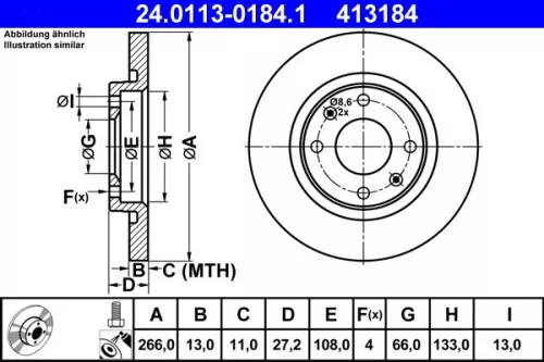 Remschijf ATE 24.0113-0184.1)