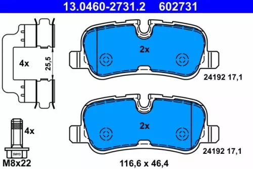 Brake Pad Set, disc brake ATE 13.0460-2731.2)
