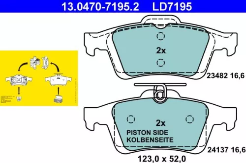 Brake Pad Set, disc brake ATE 13.0470-7195.2)
