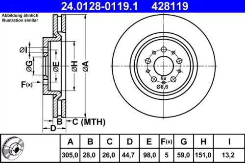 Remschijf ATE 24.0128-0119.1)