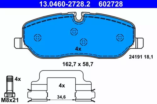 Brake Pad Set, disc brake ATE 13.0460-2728.2)