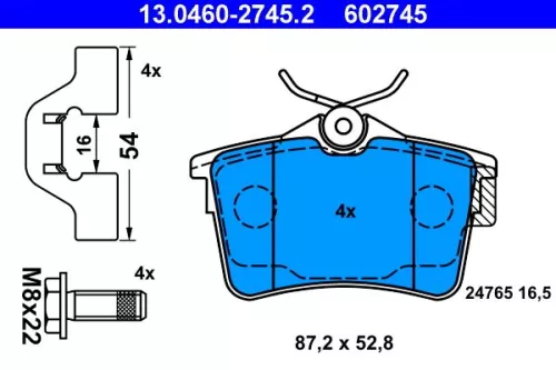 Brake Pad Set, disc brake ATE 13.0460-2745.2)