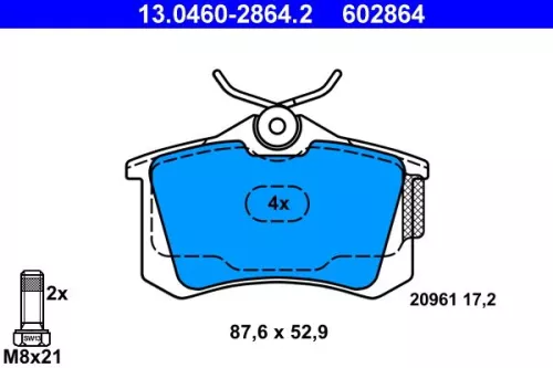 Brake Pad Set, disc brake ATE 13.0460-2864.2)