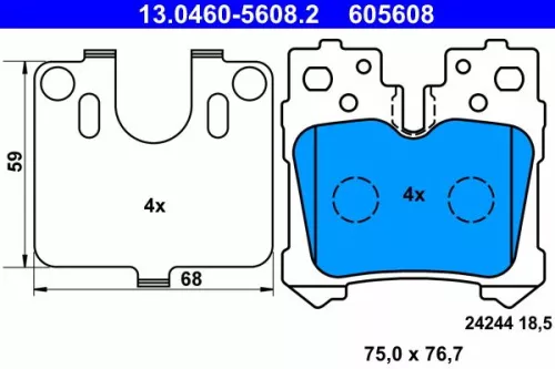 Remblokkenset, schijfrem ATE 13.0460-5608.2)