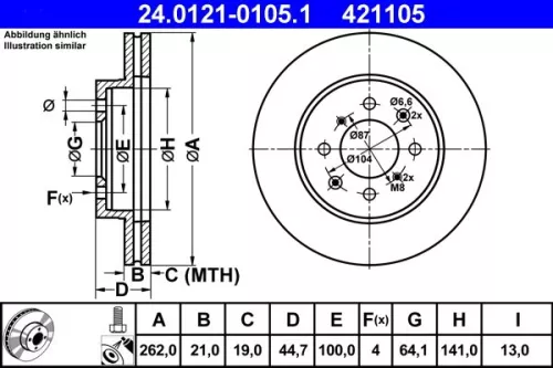 Remschijf ATE 24.0121-0105.1)
