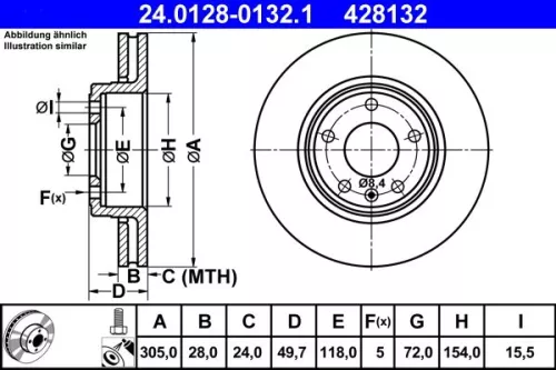 Brake Disc ATE 24.0128-0132.1)