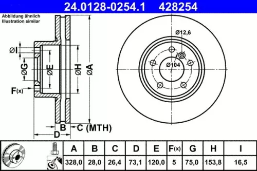 Remschijf ATE 24.0128-0254.1)