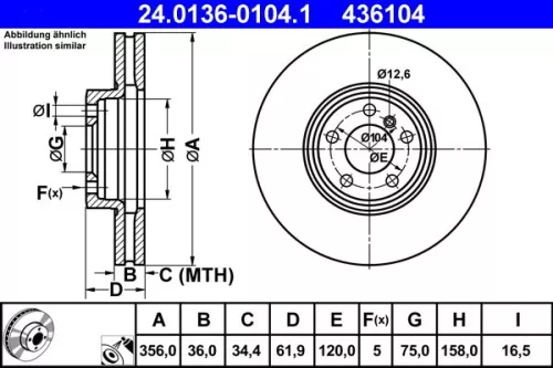 Remschijf ATE 24.0136-0104.1)