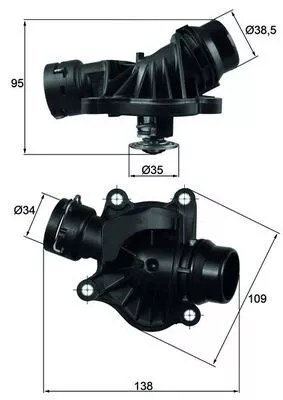 Thermostaat, koelvloeistof MAHLE TI 234 88)
