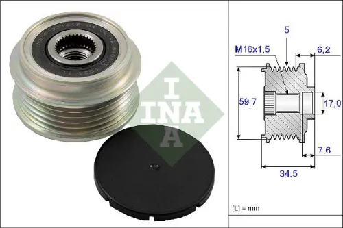 Vrijloopkoppeling van de dynamo Schaeffler INA 535 0034 10)