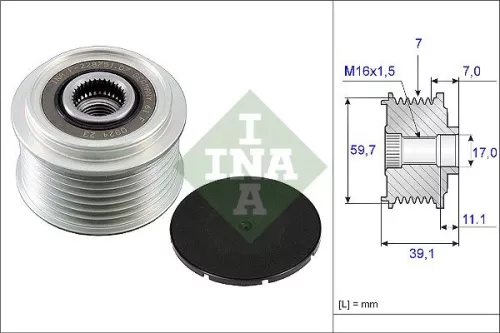 Vrijloopkoppeling van de dynamo Schaeffler INA 535 0053 10)