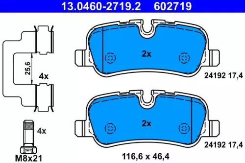 Brake Pad Set, disc brake ATE 13.0460-2719.2)
