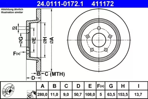 Remschijf ATE 24.0111-0172.1)