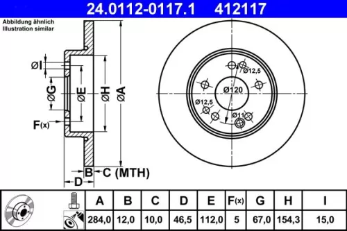 Remschijf ATE 24.0112-0117.1)