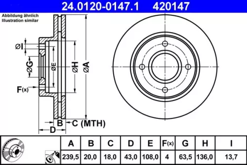 Brake Disc ATE 24.0120-0147.1)