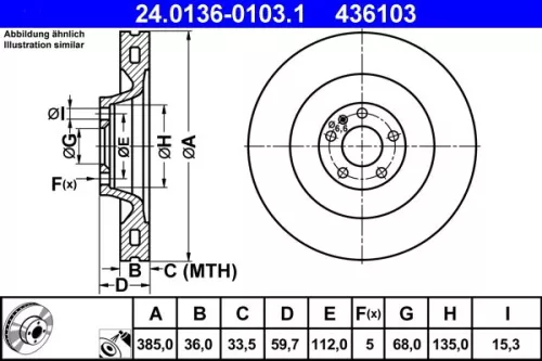 Remschijf ATE 24.0136-0103.1)