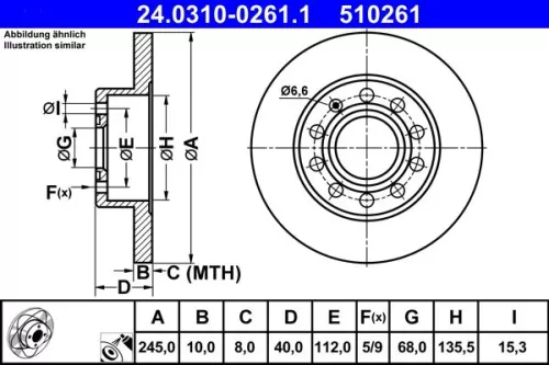 Brake Disc ATE 24.0310-0261.1)