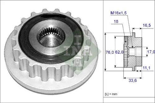 Vrijloopkoppeling van de dynamo Schaeffler INA 535 0118 10)
