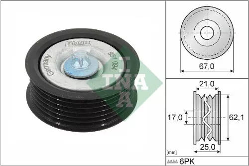 Ombuigings-/geleidingspoelie, V-geribbelde riem Schaeffler INA 532 0629 10)