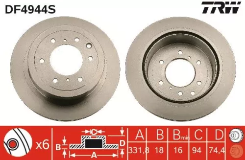 Remschijf TRW DF4944S)