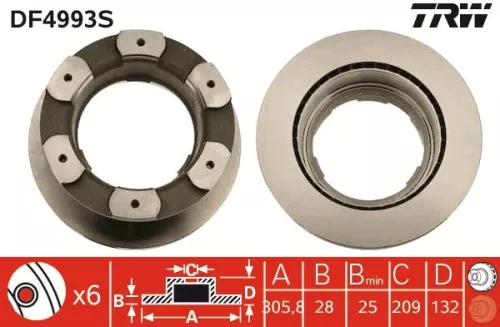 Remschijf TRW DF4993S)