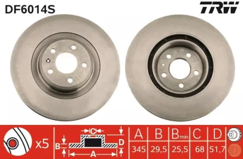 Remschijf TRW DF6014S)