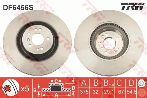 Remschijf TRW DF6456S)