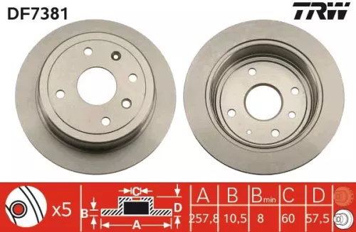 Remschijf TRW DF7381)