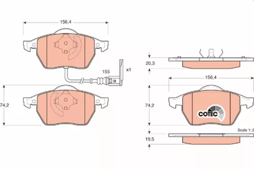 Brake Pad Set, disc brake TRW GDB1403)