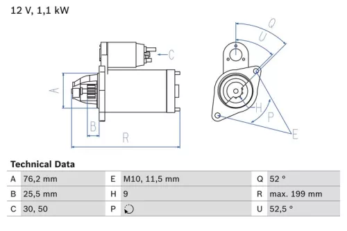 Starter BOSCH 0 986 021 500)
