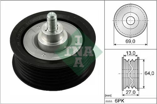 Ombuigings-/geleidingspoelie, V-geribbelde riem Schaeffler INA 532 0477 10)