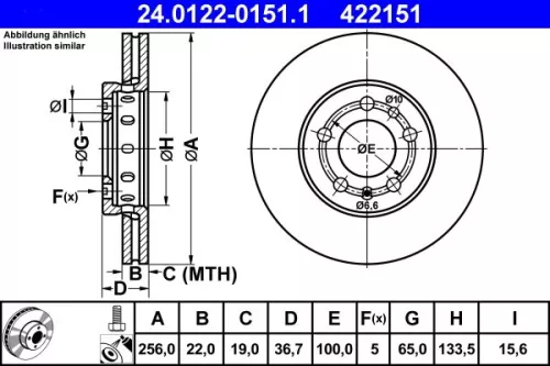 Brake Disc ATE 24.0122-0151.1)