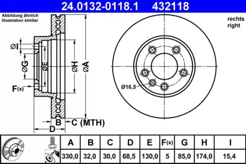 Remschijf ATE 24.0132-0118.1)