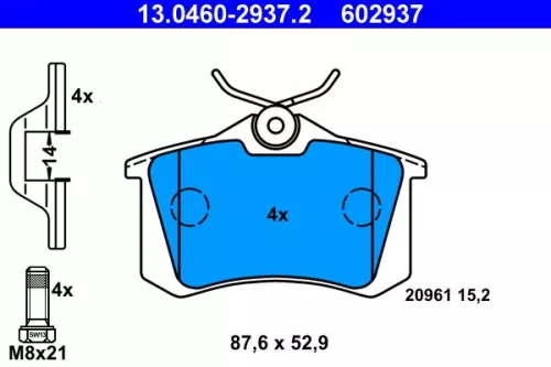 Brake Pad Set, disc brake ATE 13.0460-2937.2)