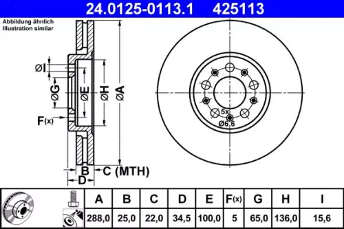 Brake Disc ATE 24.0125-0113.1)