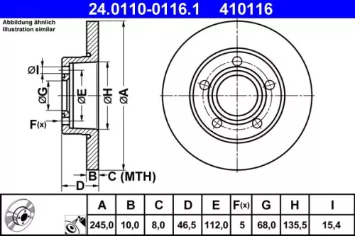 Remschijf ATE 24.0110-0116.1)