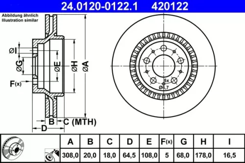 Remschijf ATE 24.0120-0122.1)