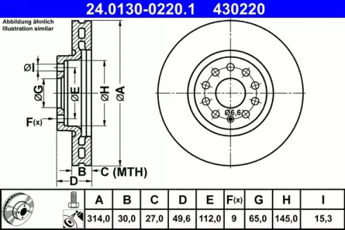 Remschijf ATE 24.0130-0220.1)