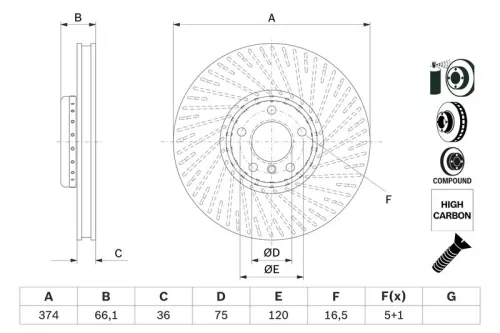 Remschijf BOSCH 0 986 479 E63)