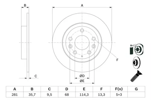 Remschijf BOSCH 0 986 479 E55)