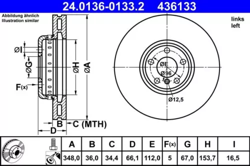 Remschijf ATE 24.0136-0133.2)