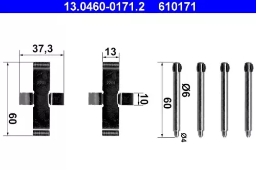 Accessoirekit, schijfremblokken ATE 13.0460-0171.2)