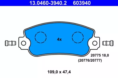 Brake Pad Set, disc brake ATE 13.0460-3940.2)