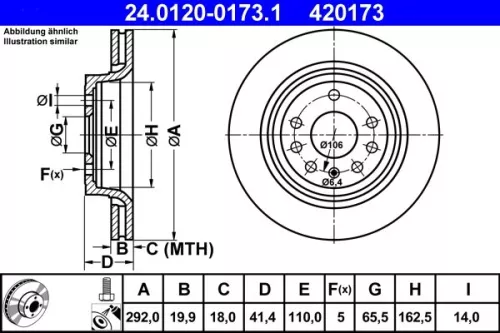 Remschijf ATE 24.0120-0173.1)