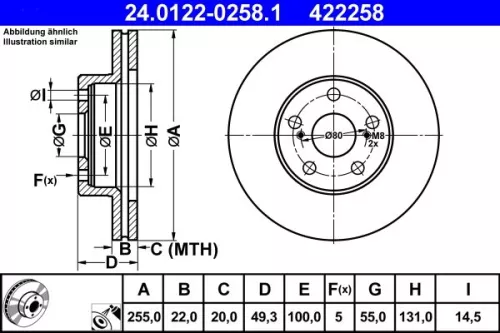 Remschijf ATE 24.0122-0258.1)