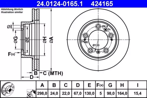Remschijf ATE 24.0124-0165.1)