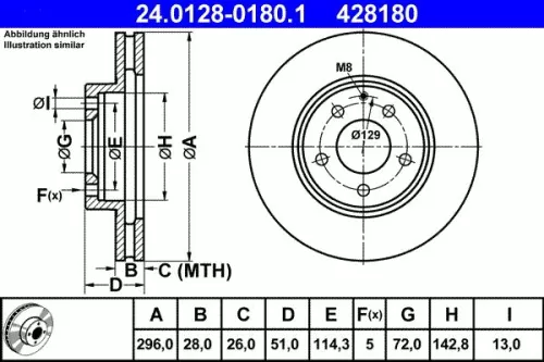 Remschijf ATE 24.0128-0180.1)
