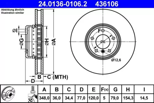 Remschijf ATE 24.0136-0106.2)