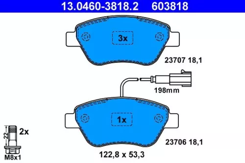 Brake Pad Set, disc brake ATE 13.0460-3818.2)